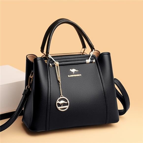 Women's Stylish Handbag with Golden-Tone Hardware & Detachable Shoulder bag - Picture 3 of 9